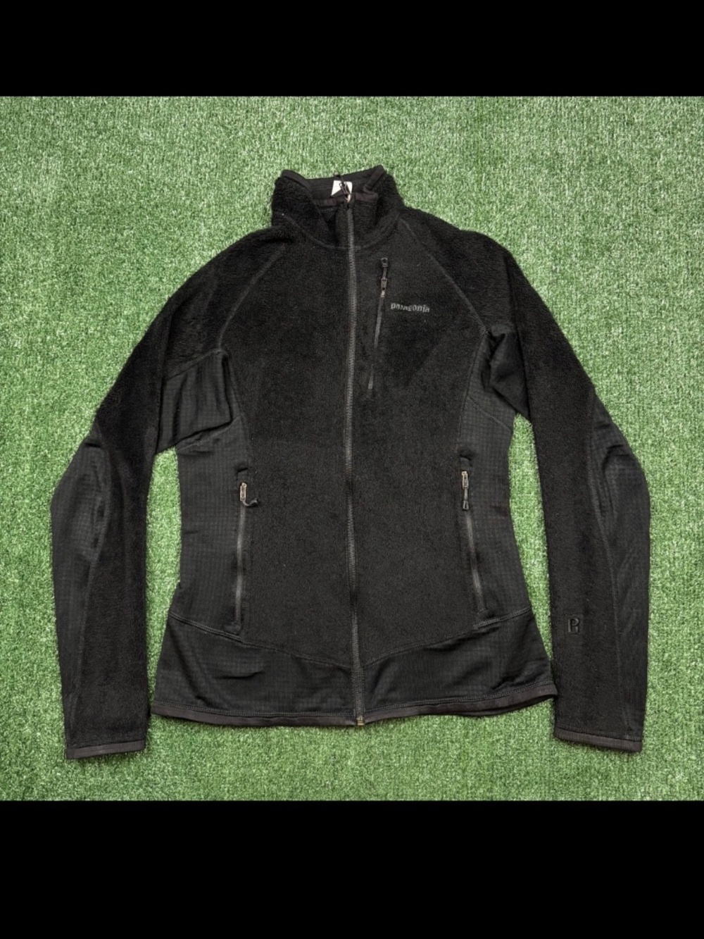 Patagonia Fleece Jacket Womens Size M Black Full Zip Y2K Baby Doll Fit